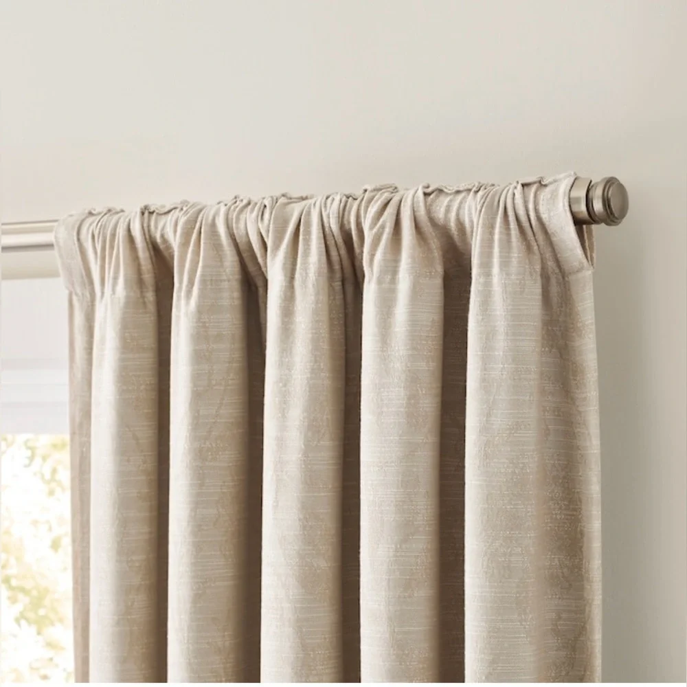 2PK Allen+Roth 50x84-in Cream Blackout Thermal Lined Grommet Curtain Panel